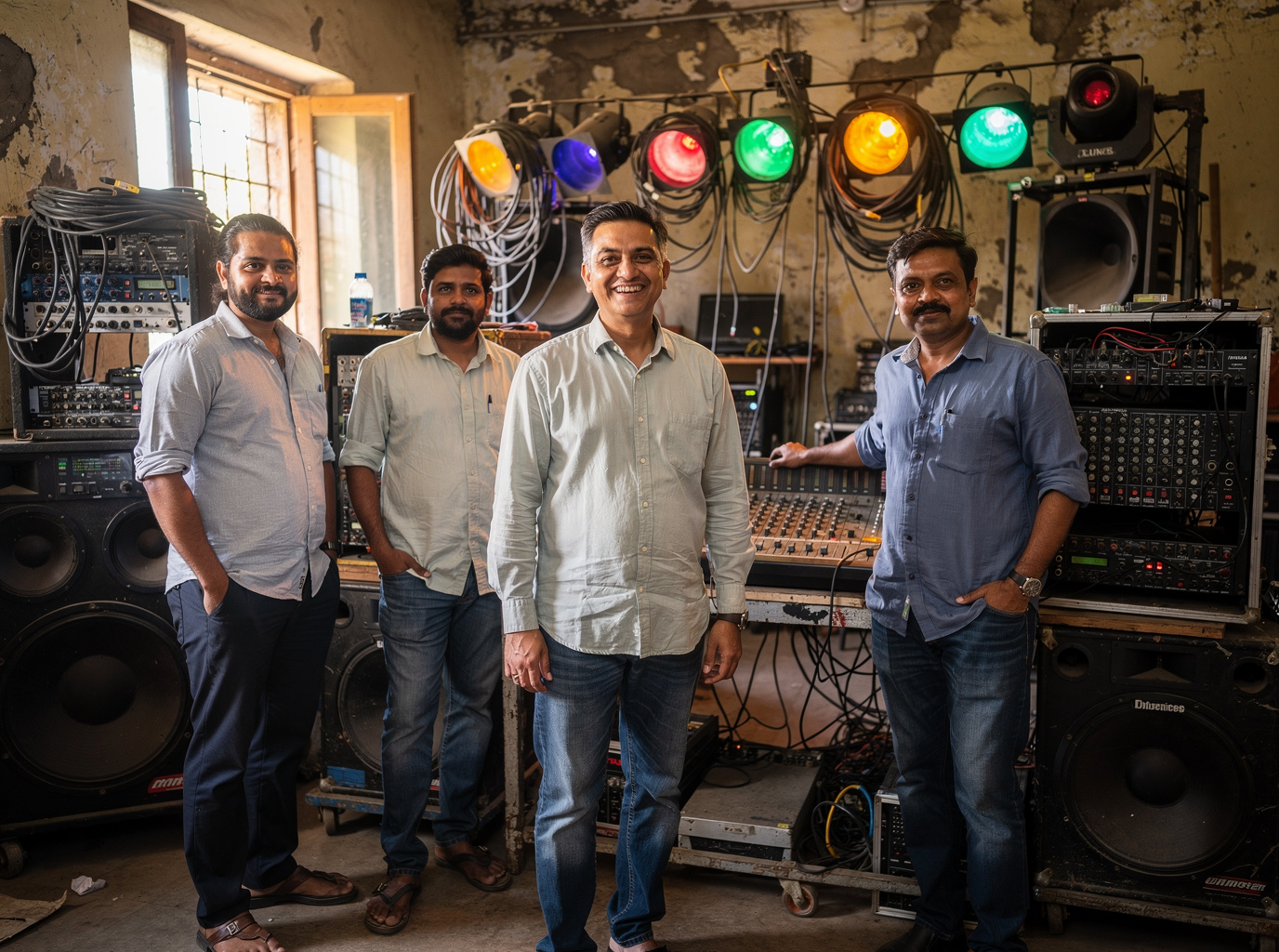 The Shree Balaji DJ Sound team at work in Etawah